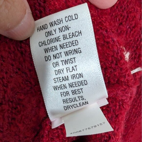 Croft & Barrow Snowman Sweater Womens Size XL Red Silk Wool Blend Full Zip - Picture 6 of 12